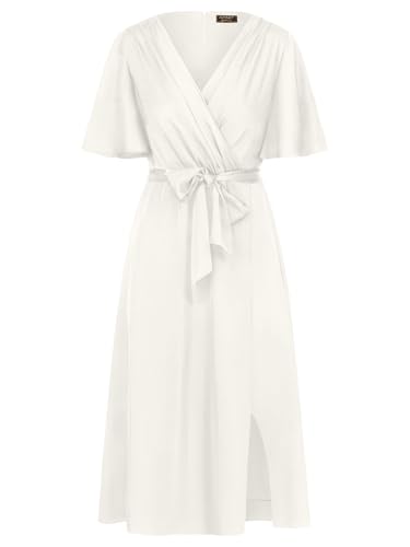 APART Midi-Satinkleid us mattschimmerndem Satin, Creme, 42 von APART Fashion