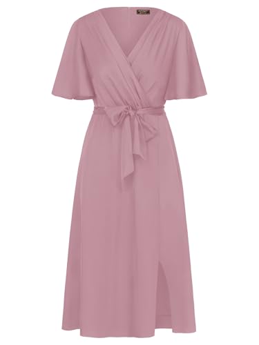 APART Midi-Satinkleid us mattschimmerndem Satin, Mauve, 40 von APART Fashion