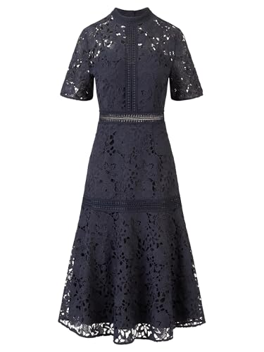 APART Midi Spitzenkleid mit blickdichtem Unterkleid, Nachtblau, 40 von APART Fashion