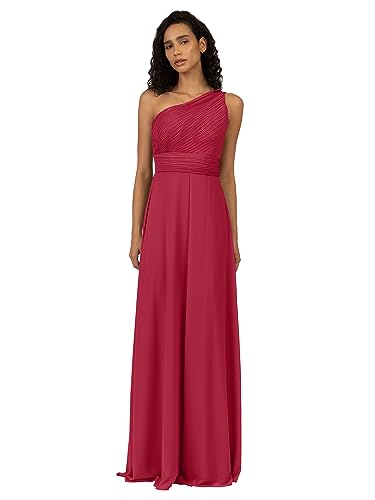 APART One-Shoulder Abendkleid mit Plissee-Drapierung vorne, pink, 34 von APART Fashion