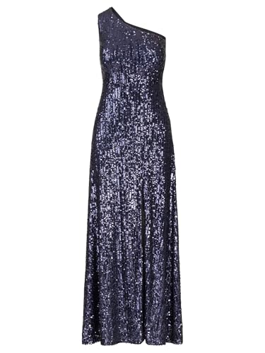 APART One-Shoulder Abendkleid mit unterschiedlich großen Pailletten Bestickt, Nachtblau, 34 von APART Fashion