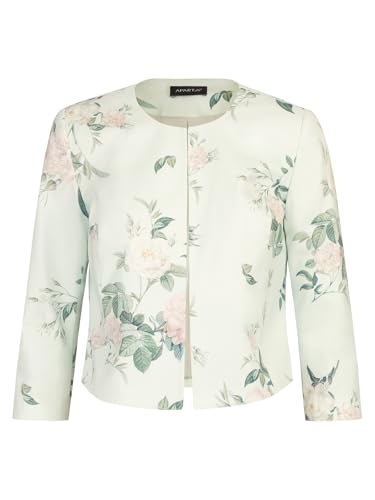 APART Satinbolero aus mattglänzendem Satin mit Allover Blumen Druck, Jade-Multicolor, 38 von APART Fashion