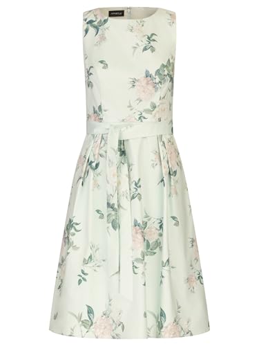 APART Satinkleid aus mattschimmerndem Satin mit Allover Blumen Druck, Jade-Multicolor, 42 von APART Fashion