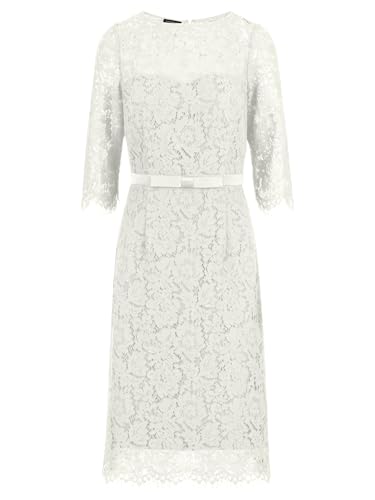 APART Spitzenkleid mit Schleifen-Gürtel, Creme, 40 von APART Fashion