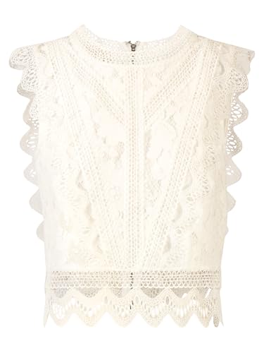 APART Spitzentop mit Spitzenkragen und Reißverschluss, Creme, 38 von APART Fashion