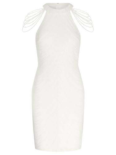 APART kurzes Paillettenkleid Allover mit Pailletten Bestickt, Creme, 36 von APART Fashion