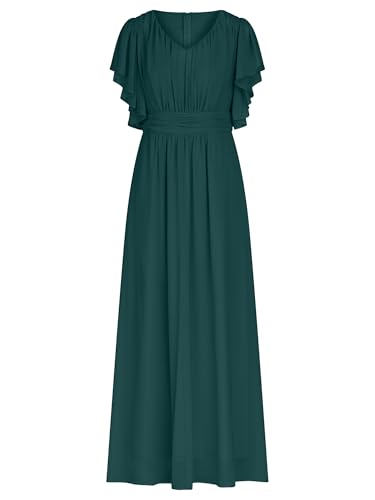 APART langes Chiffonkleid aufwendig gearbeitet mit drappierten Einsätzen, Emerald, 46 von APART Fashion