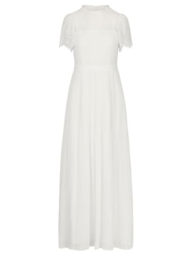 APART langes Hochzeitskleid im Materialmix aus weicher Spitze und Chiffon, Creme, 42 von APART Fashion