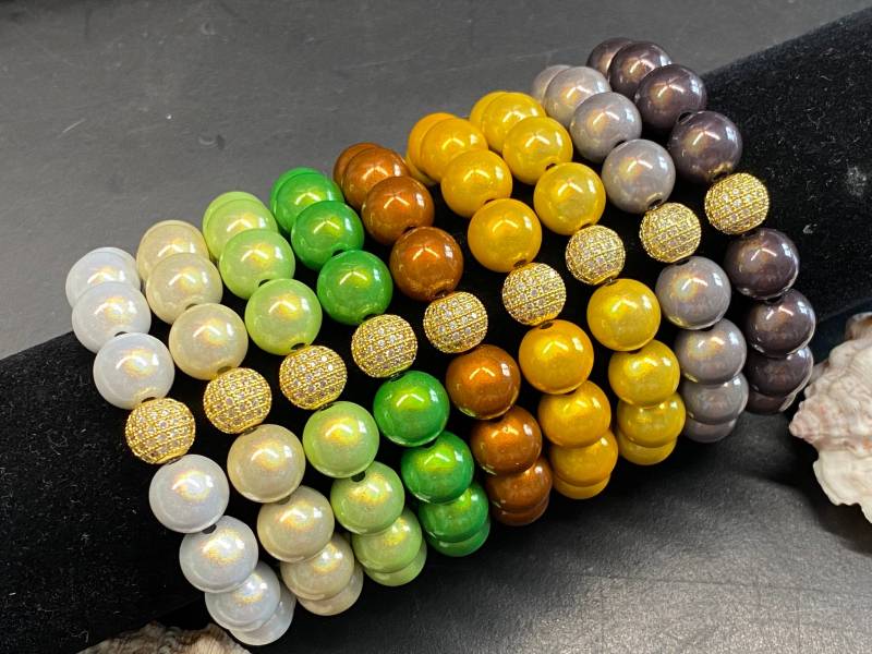 1st. Armband 12mm Gr.s-M Gold Miracle Beads Magic Perlen Cubic Zirconia Perle #a453 von APBeautyshots