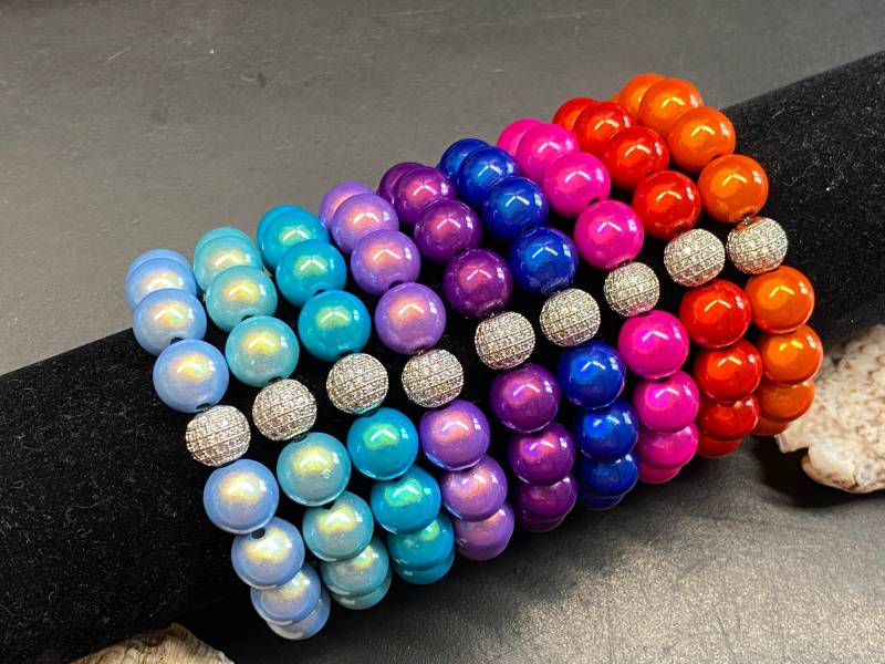 1st. Armband 12mm Gr.s-M Silber Miracle Beads Magic Perlen Cubic Zirconia Perle #a456 von APBeautyshots