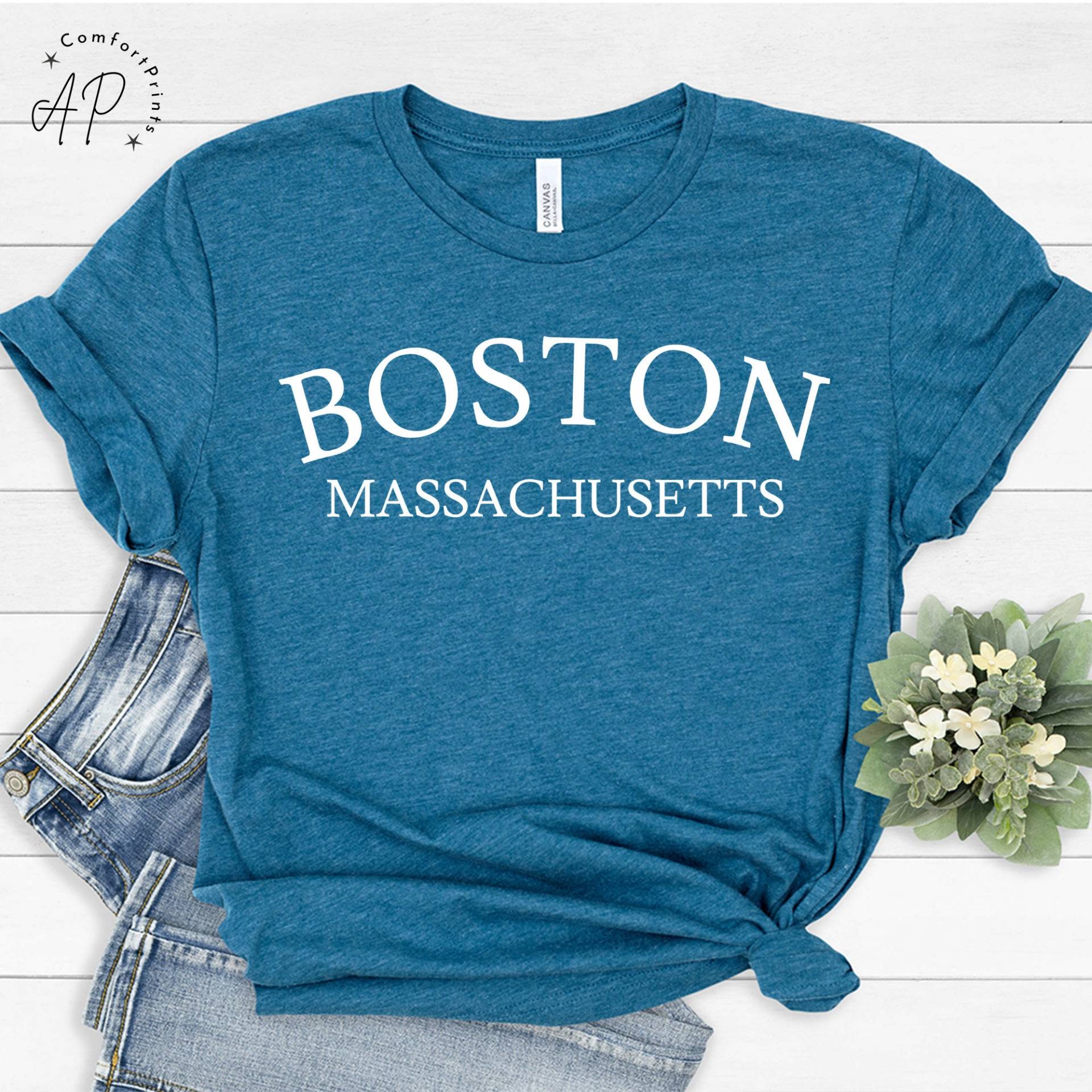 Boston Massachusetts Shirt, Ma T-Shirt, Sweatshirt, Sweater, Bostonian Shirt von APComfortPrints