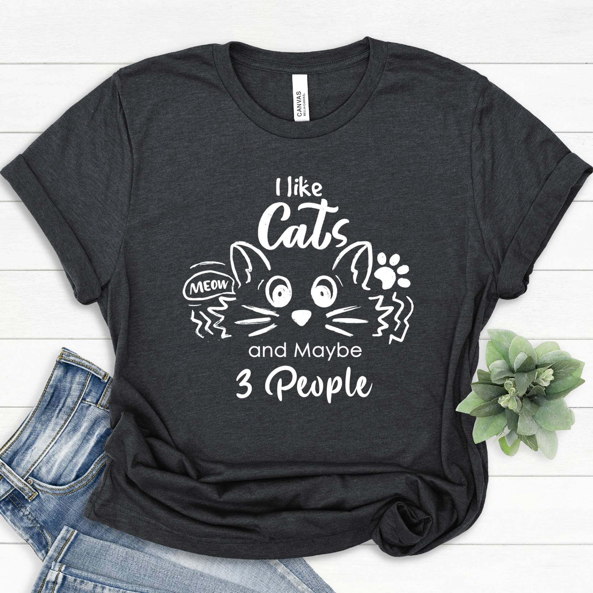 I Like Cats & Maybe 3 People Shirt, Lustige Katzen Liebhaber T-Shirts, Mama Frauen Sweatshirt, Papa Shirt von APComfortPrints