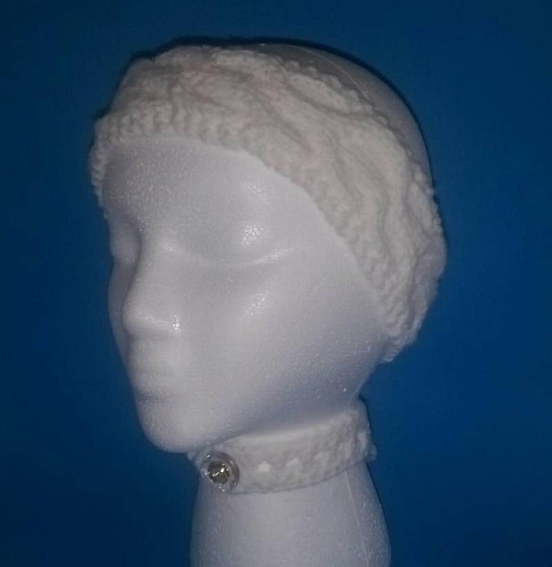 Weiße Zopfmuster Stirnband von APCraftsShop