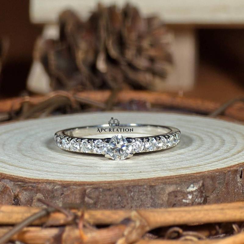 0, 20 Ct Bis 0, 60 Runder Brilliantschliff Pflastern Gesetzter Verlobungsring, Im Labor Gewachsener Diamant Ehering Für Frauen, 925Er Silber von APCreationDE