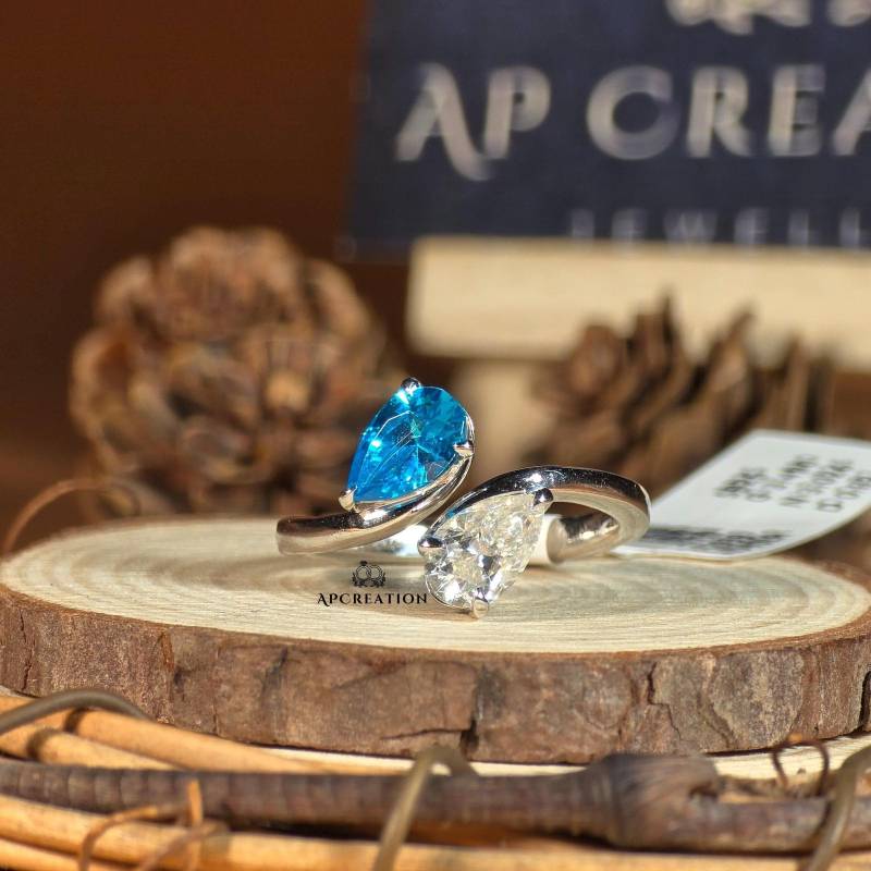 2 Tcw Moissanit Stein Verlobungsring Für Sie, Toi Et Moi Ring Im Birnenschliff Aus Massivem Silber Und Gold, Einzigartiger Ehering Braut von APCreationDE