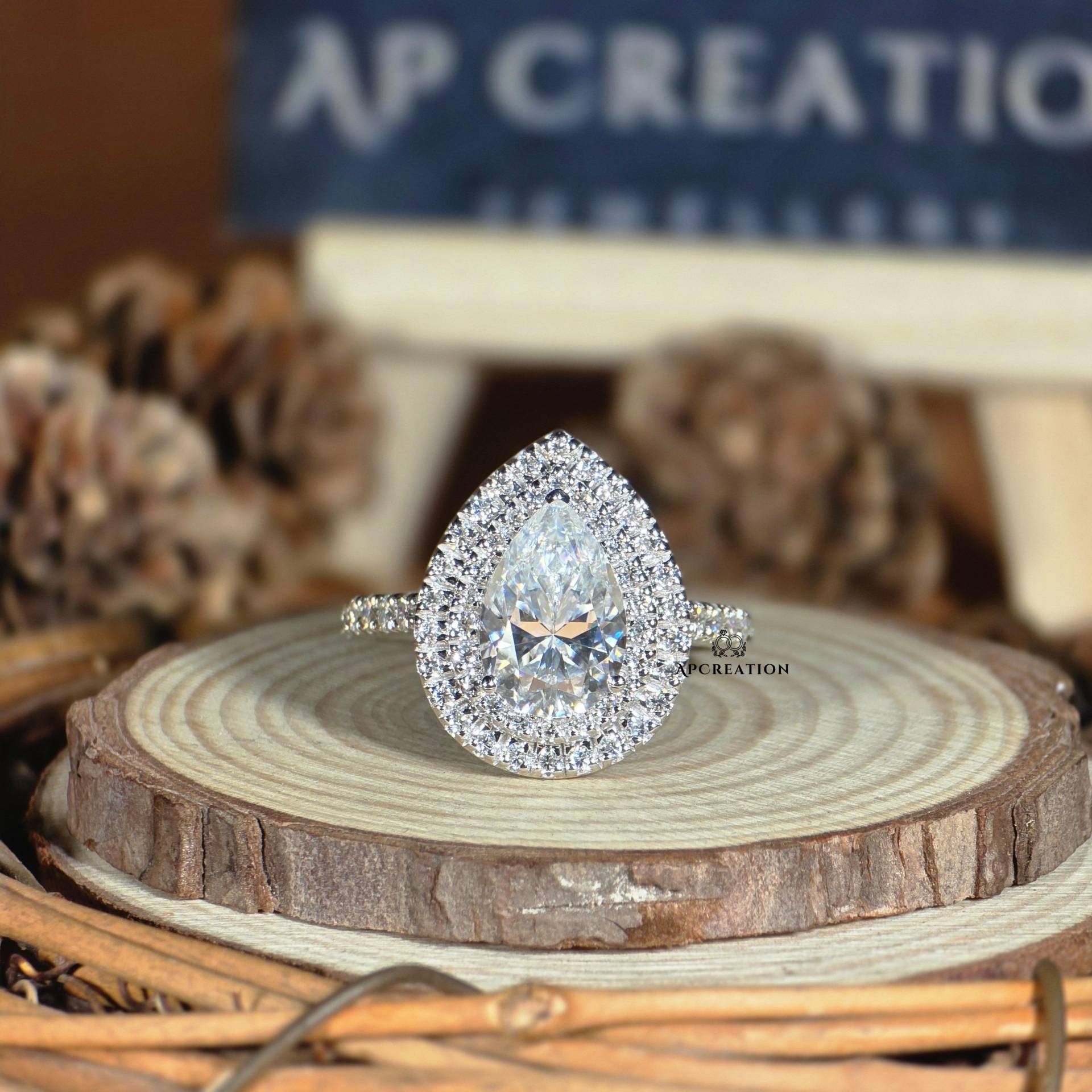2.5Ct Moissanite Verlobungsring, Tropfenform Versprechen Ring, 3/4 Pave Set Hochzeit Brautvorschlag Geschenkring Für Frauen 2.5Ct Moissanite Verlobungsring, Tropfenform Versprechen Ring, 3/4 Pave Set Hochzeit Brautvorschlag Geschenkring Für Frauen von APCreationDE