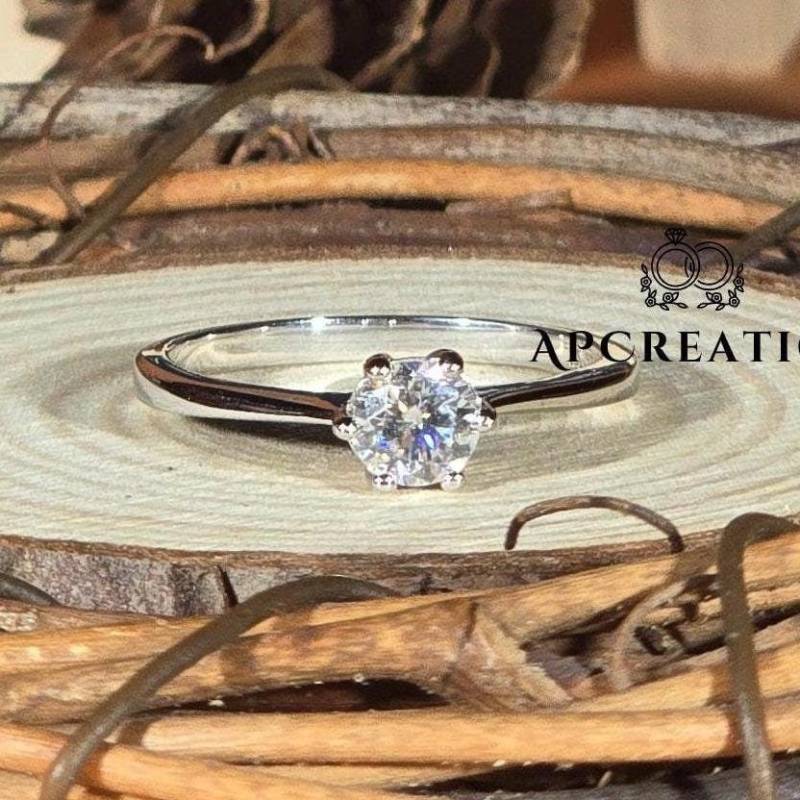Antike 6 Prong Runde 1.00Ct Diamant Ehering Für Sie, Braut Versprechen Jubiläumsring, Verlobungsring Handgemachter Runder Lab Gewachsener Ring von APCreationDE