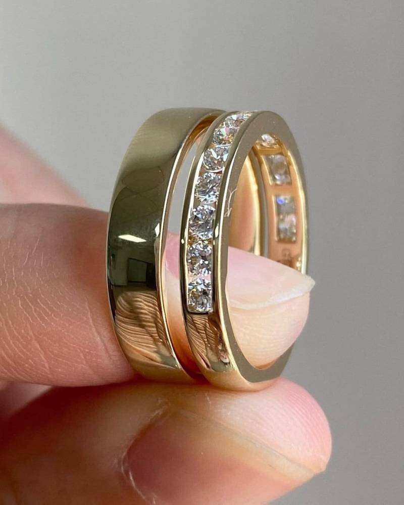 14K Gold Eheringe Set, Traditionelle Für Sie Und Ihn, Frau, Verlobungsringe von APCreationDE