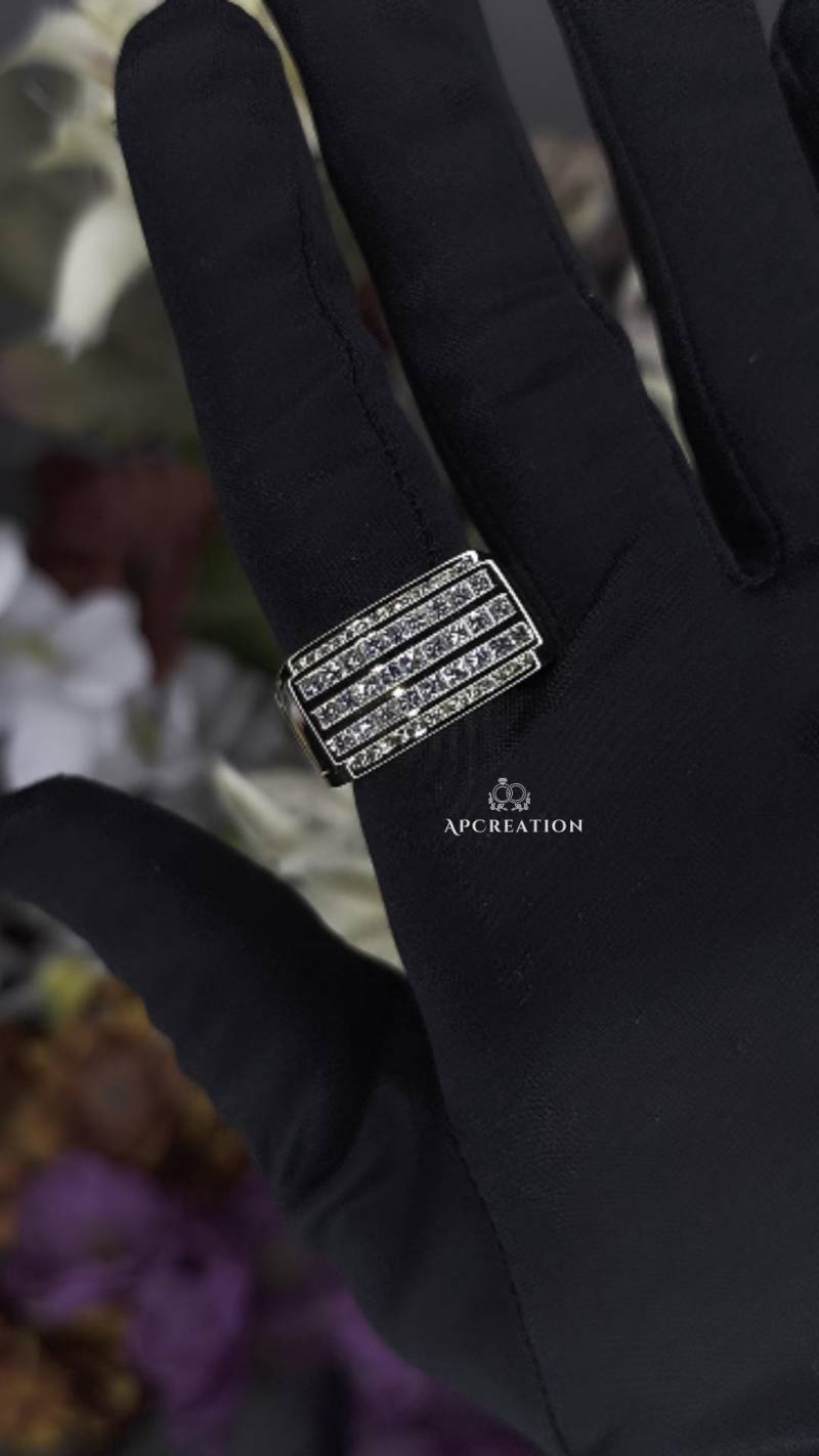 Echter Moissanite Diamant Hip Hop Herrenring, Ehering Für Herren, 10K Gold Ring, Kanal Eternity Set Ring Ihn von APCreationDE