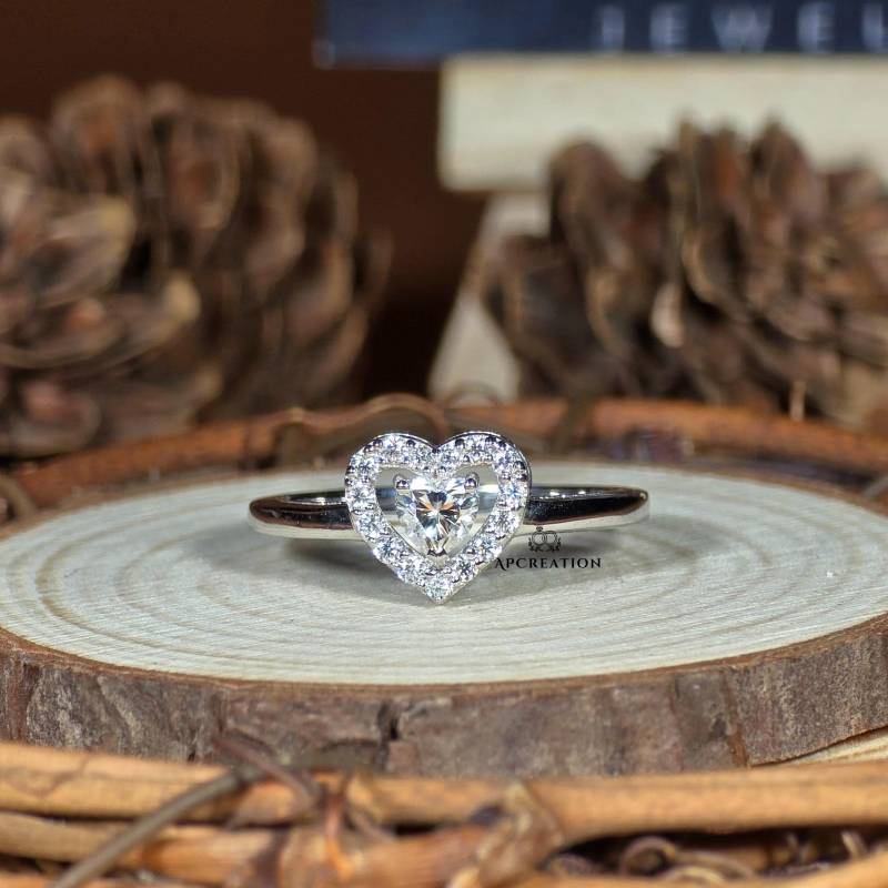 Herzform Diamant Halo Verlobungsring 0, 50-1, 00 Ct Heart Cut Lab Gewachsen Diamantring Jubiläumsgeschenke, Pave Einstellung Ehering von APCreationDE