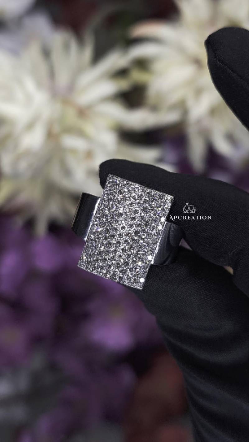 Hip-Hop-Herrenring, Runder Moissanit-Diamant-Hip-Hop-Ring, Herrenring Iced Out Benutzerdefinierter Ring, Herrenring, Diamant in Strahlender Form von APCreationDE