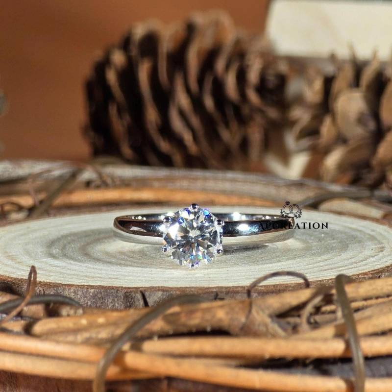 Im Labor Gewachsener Diamant - Verlobungsring, Ehering, 6-Zacken Solitär, 14K Gelb-/Weiß-/Roségold von APCreationDE