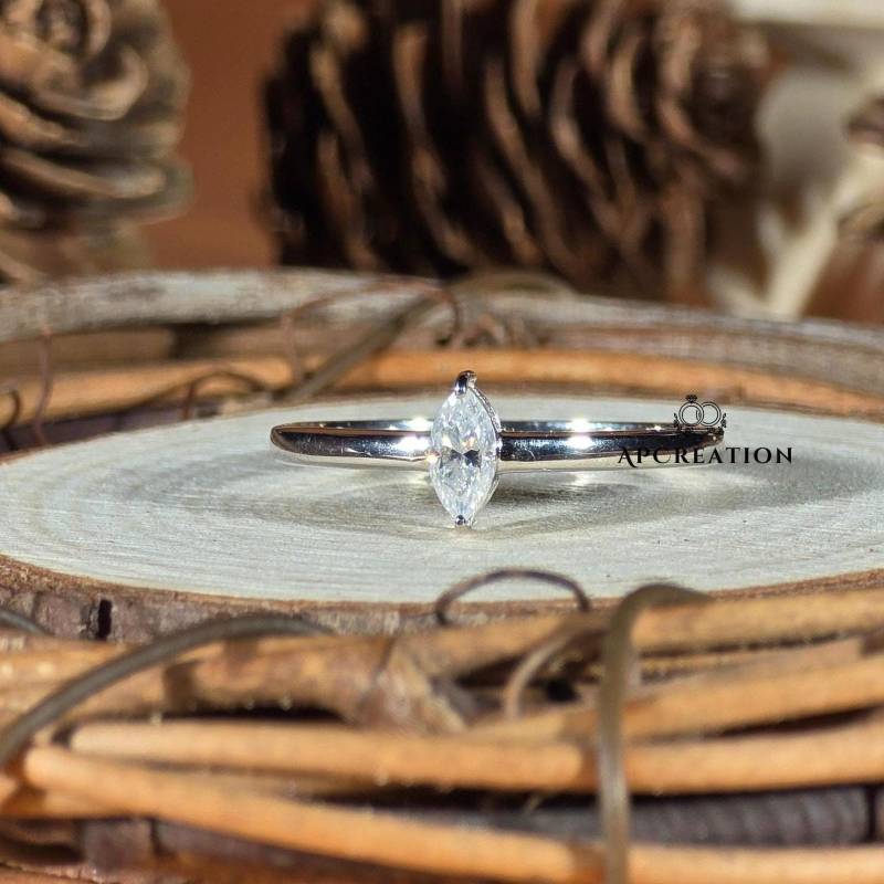 Marquise Verlobungsring Für Sie Labrador Gewachsen Diamantring Schnitt Ehering Solitär Jahrestag Ring Frau Geschenk, Hochzeitsgeschenk von APCreationDE