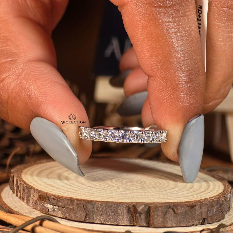 Runder Schnitt U Prongs Halbe Ewigkeit Ehering, Schöne Rund Geschnittene Moissanite Band, Passende Band Für Verlobungsring, Bester Ring Braut von APCreationDE