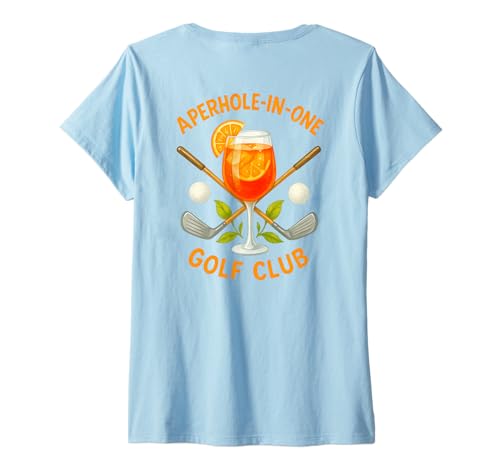 Damen APERHOLE IN ONE Golf Club X ON Vacation Urlaub & Golf - Back T-Shirt mit V-Ausschnitt Damen APERHOLE IN ONE Golf Club X ON Vacation Urlaub & Golf - Back T-Shirt mit V-Ausschnitt von APERHOLE IN ONE GOLF CLUB X APERÖLCHEN SPRITZ
