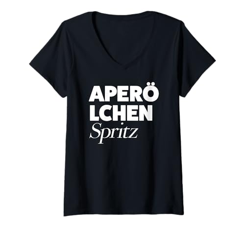 Damen APERÖ LCHEN SPRITZ X Aperölchen Spritz Feeling Spritzy T-Shirt mit V-Ausschnitt von APERÖLCHEN SPRITZ - LIEBE, LEBEN & SPRITZKONSUM