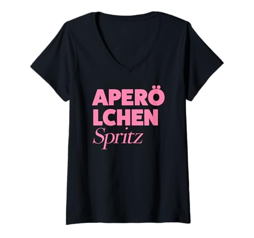 Damen APERÖ LCHEN SPRITZ X Aperölchen Spritz Feeling Spritzy T-Shirt mit V-Ausschnitt von APERÖLCHEN SPRITZ - LIEBE, LEBEN & SPRITZKONSUM