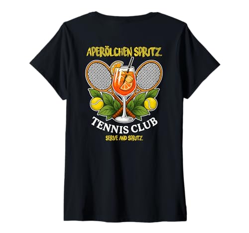 Damen APERÖLCHEN Spritz Tennis Club. ON Vacation Sport Urlaub Back T-Shirt mit V-Ausschnitt Damen APERÖLCHEN Spritz Tennis Club. ON Vacation Sport Urlaub Back T-Shirt mit V-Ausschnitt von APERÖLCHEN SPRITZ - TENNIS CLUB X Serve and Spritz