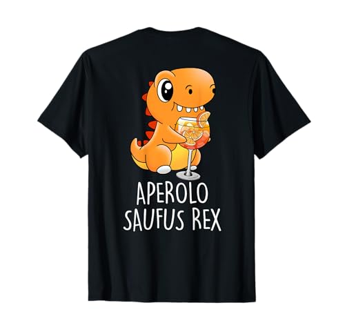 APEROLO SAUFUS REX. Dino Dinosaurier Tyranno Vino BACKPRINT Damen T-Shirt Schwarz Klein EU 38-40 von APEROLO SAUFUS REX I OFFICIAL SPRITZ CLUB