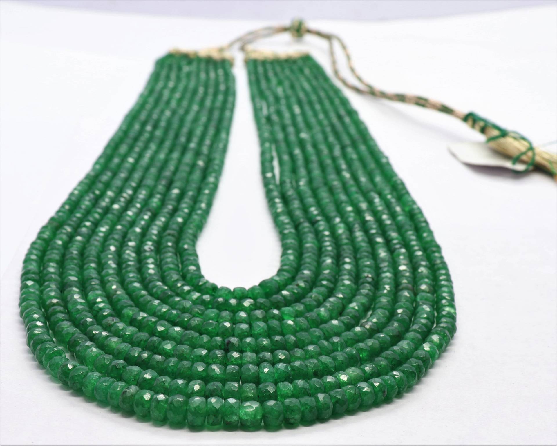 1 Strang Seltene Grüne Smaragd Facettierte Rondell Form Perlen, 4-5 Mm Fass Perle, 18 Zoll Facettierte Halskette von APGEMSCOLLECTION