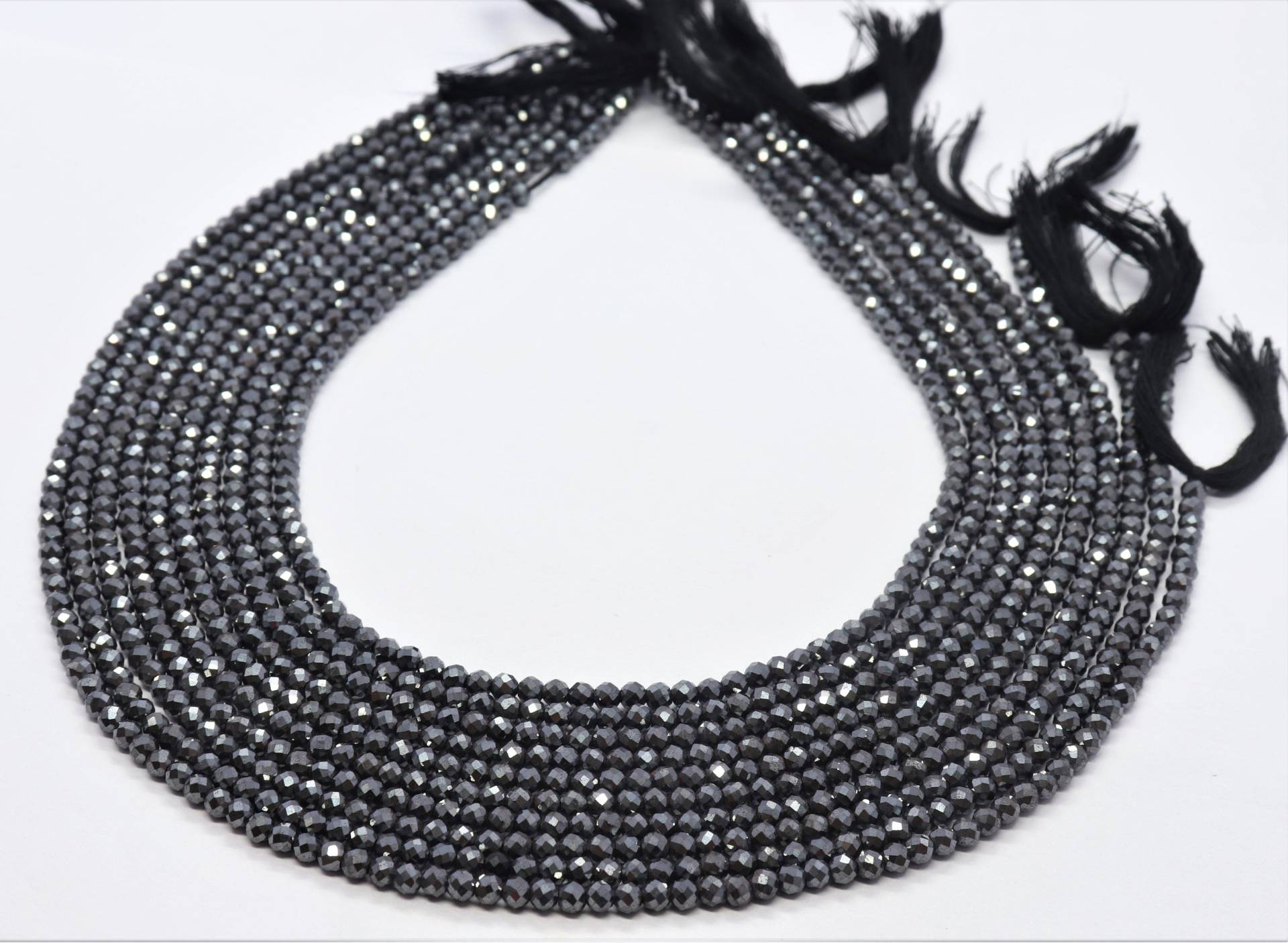 Aaa Natürliche Hämatit Facettierte Rondelle Perlen, 3 Mm 13 Zoll Schwarze Perlen von APGEMSCOLLECTION