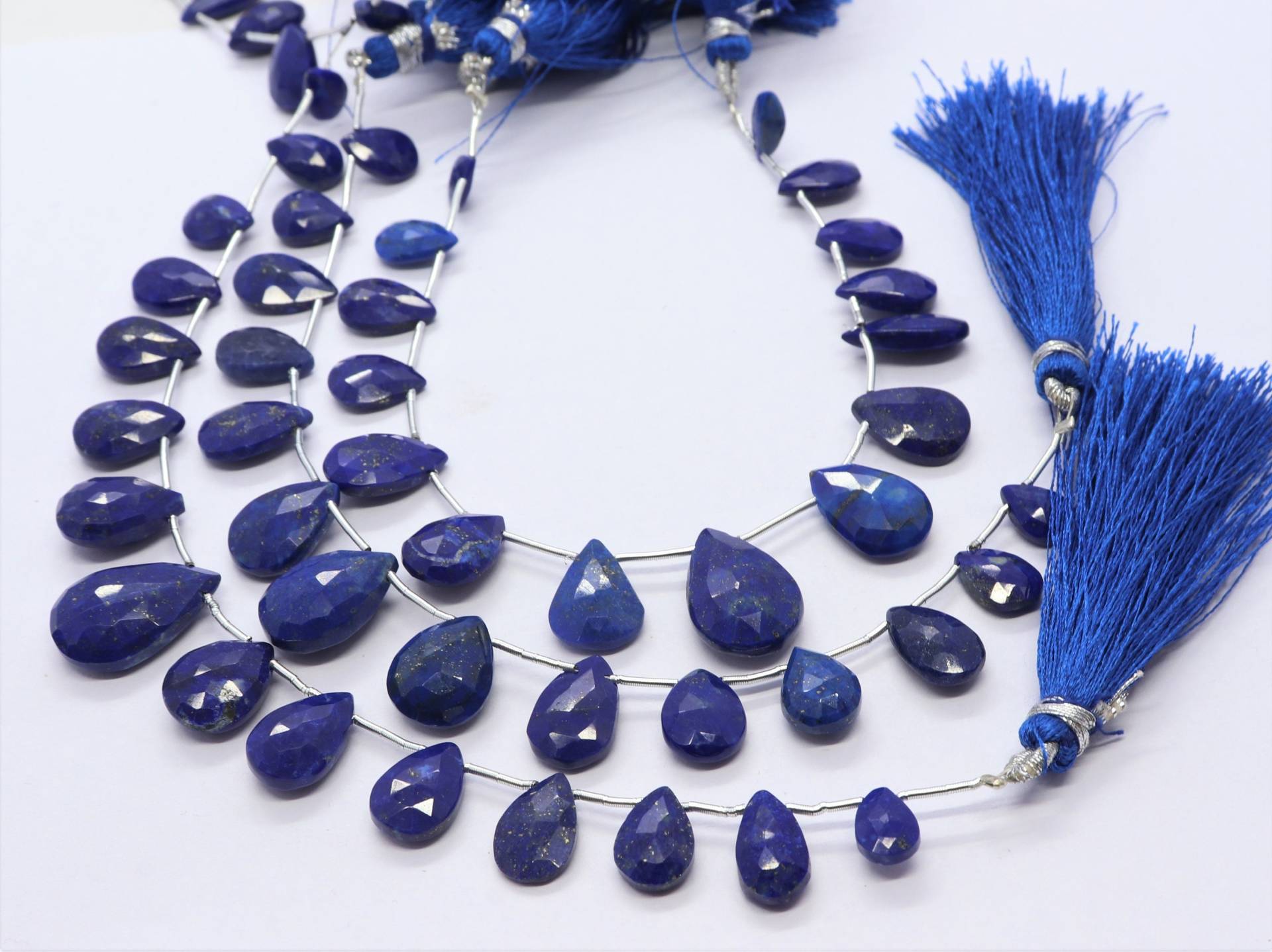 Aaa Natürliche Blaue Lapis Lazuli Facettierte Birnenförmige Perlen, 6x9-10x14 Mm Briolletes, 7 "Lapis Perlenperlen" von APGEMSCOLLECTION