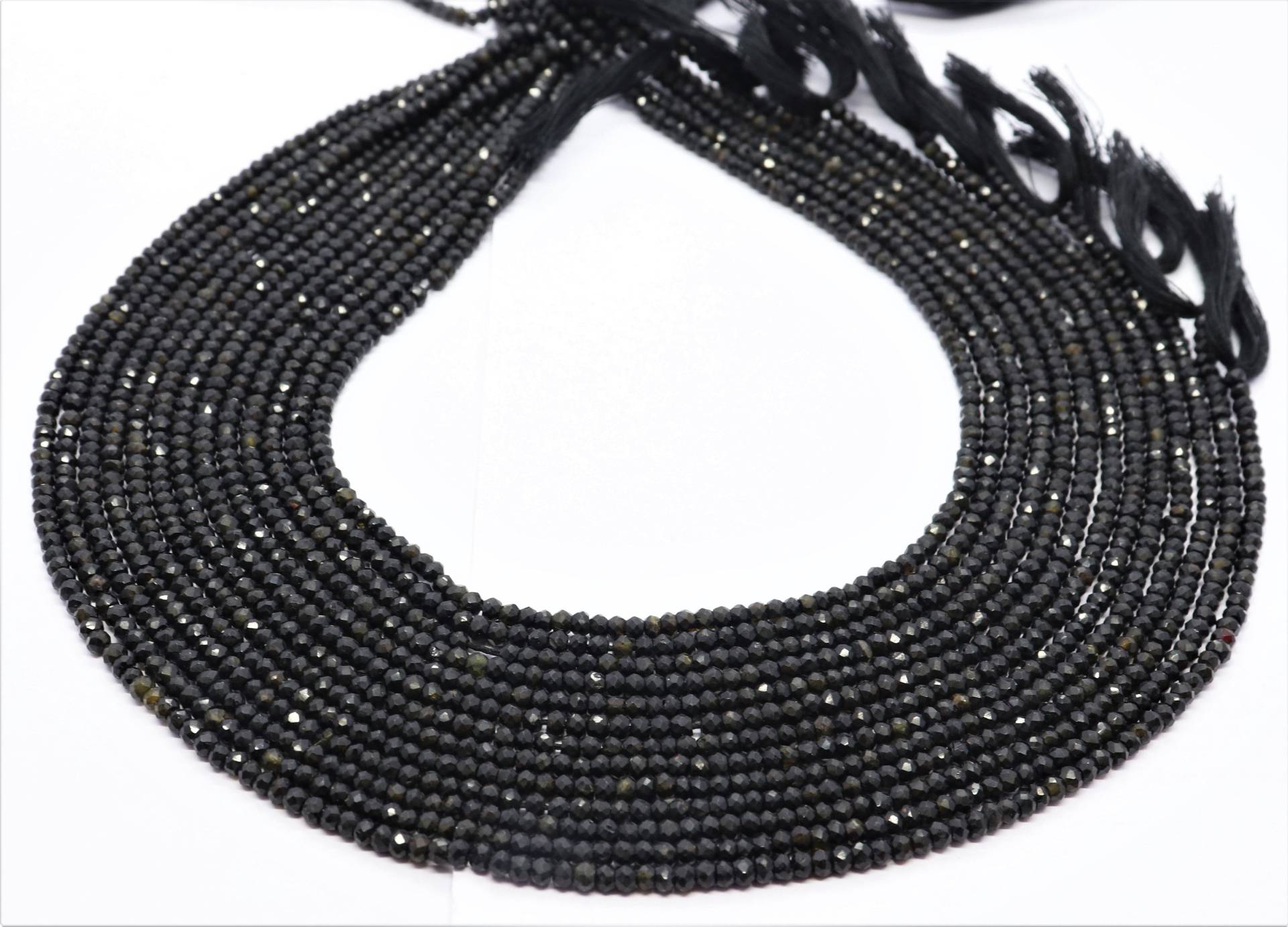 Aaa Natürliche Schwarz Turmalin Facettierte Rondell Perlen, 3-3, 5 Mm Perle, 13 Zoll Großhandel Edelstein Perle von APGEMSCOLLECTION