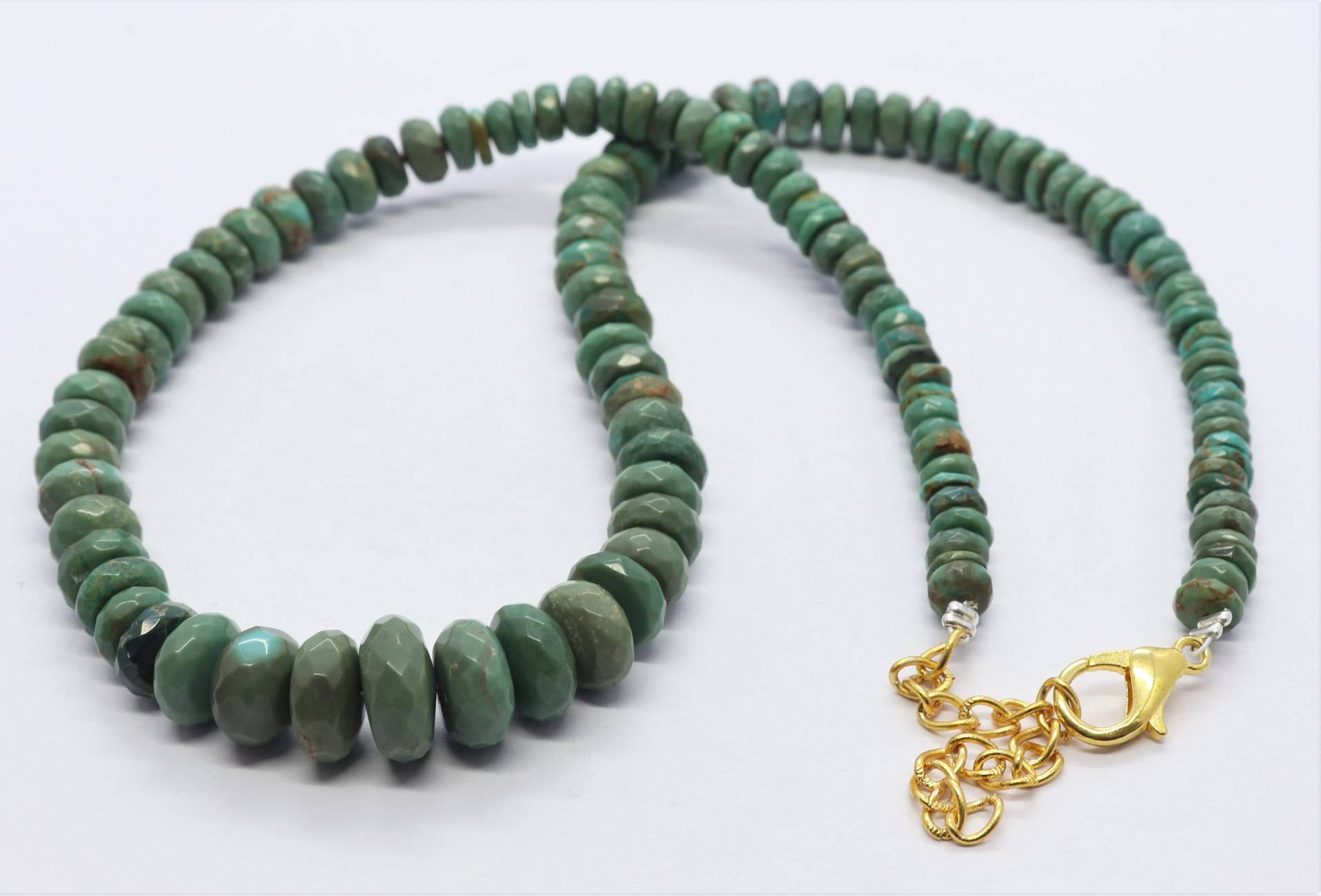 Natürliche Arizona Türkis Facettierte Rondelle Perlen, Seltene 16" Halskette, Schmuckherstellung von APGEMSCOLLECTION
