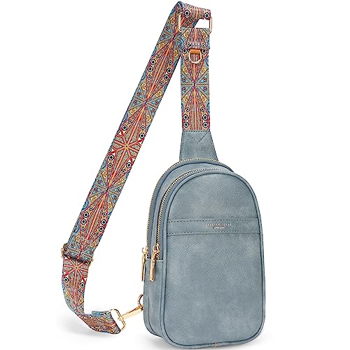 APHISON Sling Bag Brusttasche Klein Brusttasche Damen Stylisch Crossbody Bag Damen Leder Schultertasche Damen Klein Umhängetasche Damen, Blau von APHISON