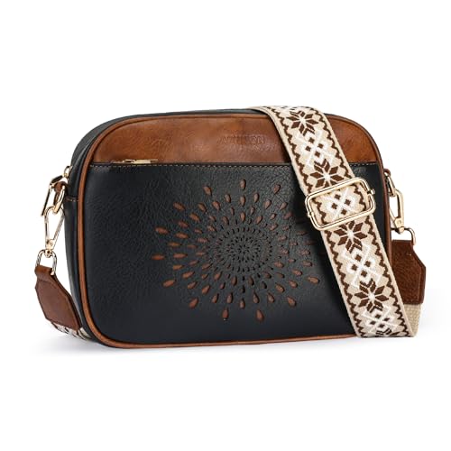 APHISON Klein Schultertasche Damen Crossbody Bag Umhängetasche mit Breitem Gurt Veganes Leder Handtasche Tasche mit Abnehmbarem Schultergurt Kartenschlitz Reisetasche von APHISON