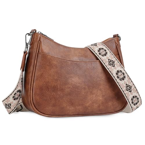 APHISON Kleine Crossbody Tasche für Damen Mädchen Handtaschen & Umhängetaschen Damen Handytaschen Veganes Leder mit 3 Reißverschlussfächern Crossbody Geldbörse mit Verstellbarem Breitem Gurt, von APHISON