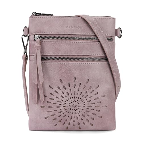 APHISON Kleine Umhangetasche Damen Schultertasche Crossbody Bag aus Premium Veganes Leder mit Sonnenblumen Muster Reissverschluss Geldborsenfach Handytasche fur Smartphone Verstellbarer Gurt von APHISON