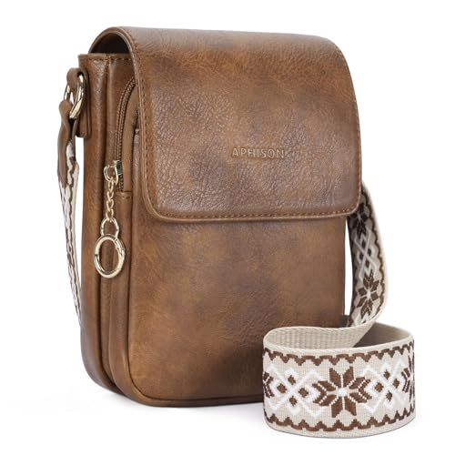 APHISON kleine Handytasche zum Umhängen rfid blocker Umhängetasche für Handy veganem Leder Crossbody Bag Damen mit Geldbörse Verstellbar Breiter Gurt abnehmbarer Schultergur von APHISON