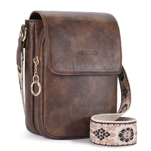 APHISON kleine Handytasche zum Umhängen rfid blocker Umhängetasche für Handy veganem Leder Crossbody Bag Damen mit Geldbörse Verstellbar Breiter Gurt abnehmbarer Schultergur von APHISON