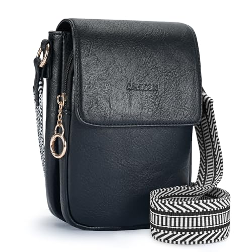 APHISON kleine Handytasche zum Umhängen rfid blocker Umhängetasche für Handy veganem Leder Crossbody Bag Damen mit Geldbörse Verstellbar Breiter Gurt abnehmbarer Schultergur von APHISON