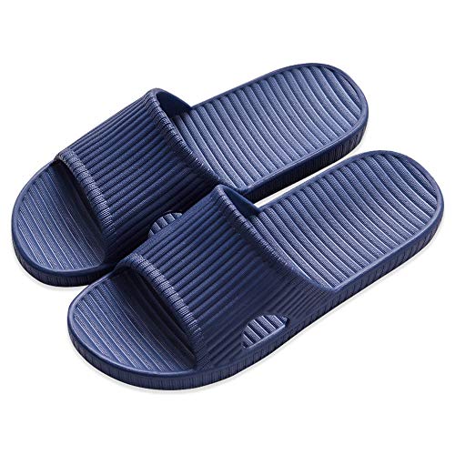 APIKA Frauen Und Männer Anti-Rutsch-Hausschuhe Innengebrauch Im Freien Bad Sandale Soft Foam Sole Pool Schuhe Haus Heim Rutsche(Navy blau,40/41 EU) von AioTio