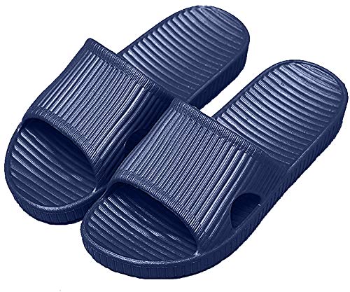 APIKA Frauen Und Männer Anti-Rutsch-Hausschuhe Innengebrauch Im Freien Bad Sandale Soft Foam Sole Pool Schuhe Haus Heim Rutsche(Navy blau,42/43 EU) von Lupsty