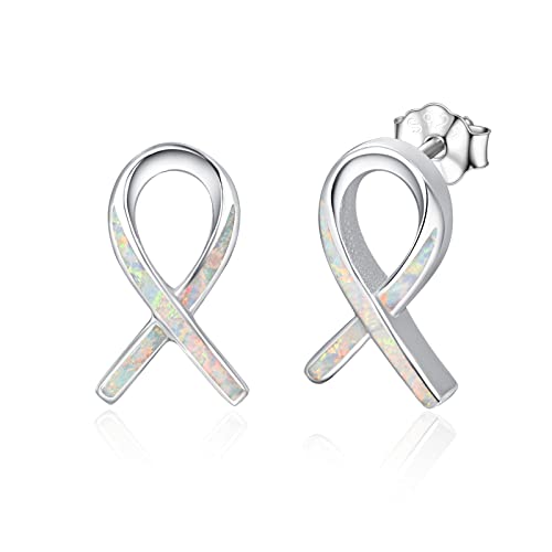 APLOMB Weißer Opal Ohrstecker 925 Sterling Silber Ohrstecker Damen Band Ohrringe Hypoallergen Schmuck Geschenke für Frauen von APLOMB