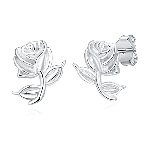 APLOMB Rose Ohrstecker s925 Sterling Silber Ohrstecker Damen Rose Blume Ohrringe Ohrstecker romantische Rose Silber Ohrringe für Frauen Mädchen Valentinstag Engagement Geschenke von APLOMB