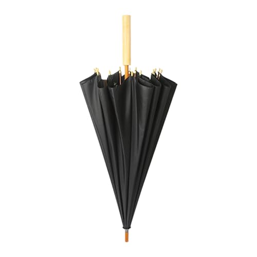 APLVFFZH 16 Ribs Regenschirm Retro Windproof Chinese Art Asian Holzgriff für Fotografie, Schwarz von APLVFFZH